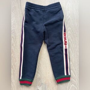 Gucci Boys Joggers Sweatpants /Gucci Logo Green Red Knit Details size 4